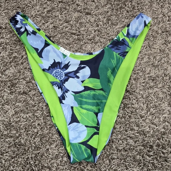 Aerie NWT Tropical Green High Cut Cheekier Bikini Swim Bottom Size XL - Picture 2 of 5